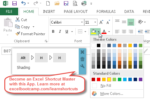 Excel For Mac Shortcut To Apply Fill Color